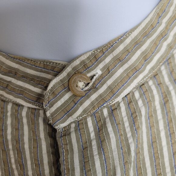 VINTAGE 90s J Peterman striped seersucker loose fit button up shirt XL - Picture 8 of 10